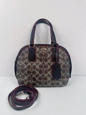Coach Prince Street Turn lock Dome Crossbody Satchel Style Black/Brown/Red